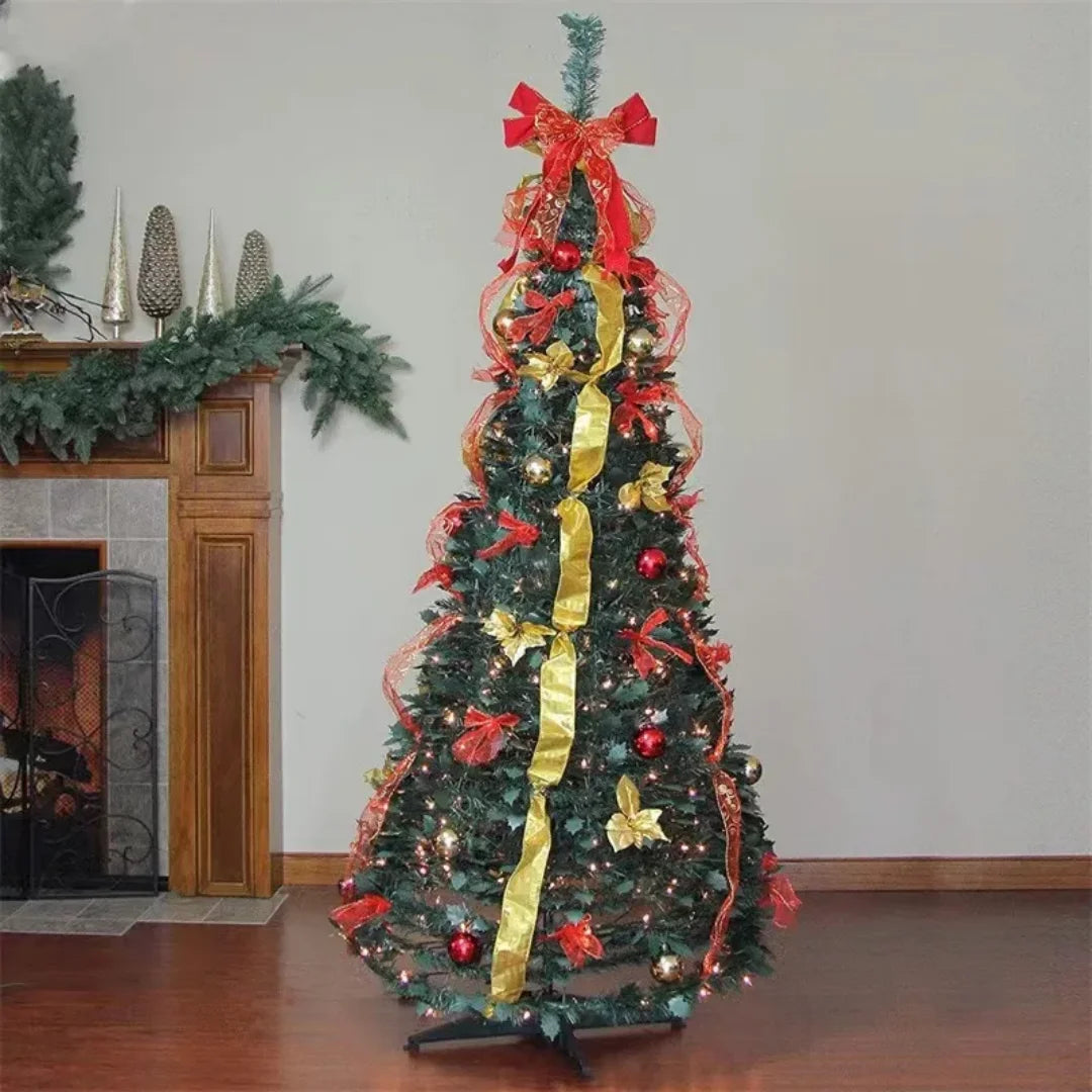 Fully Decorated Retractable Christmas Tree
