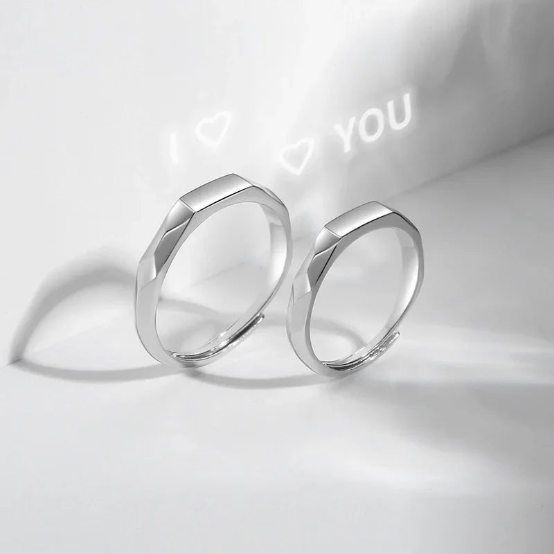 Adjustable Light Sculptured Couple Rings