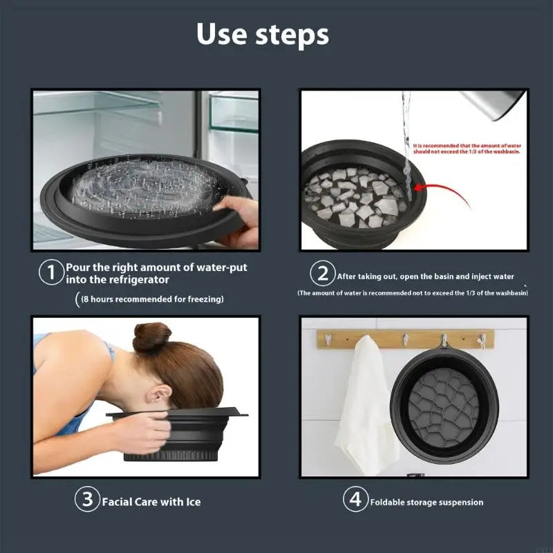 Foldable Silicone Face Ice Bath Bowl