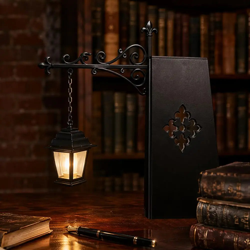 Vintage Bookshelf Lamp Decor