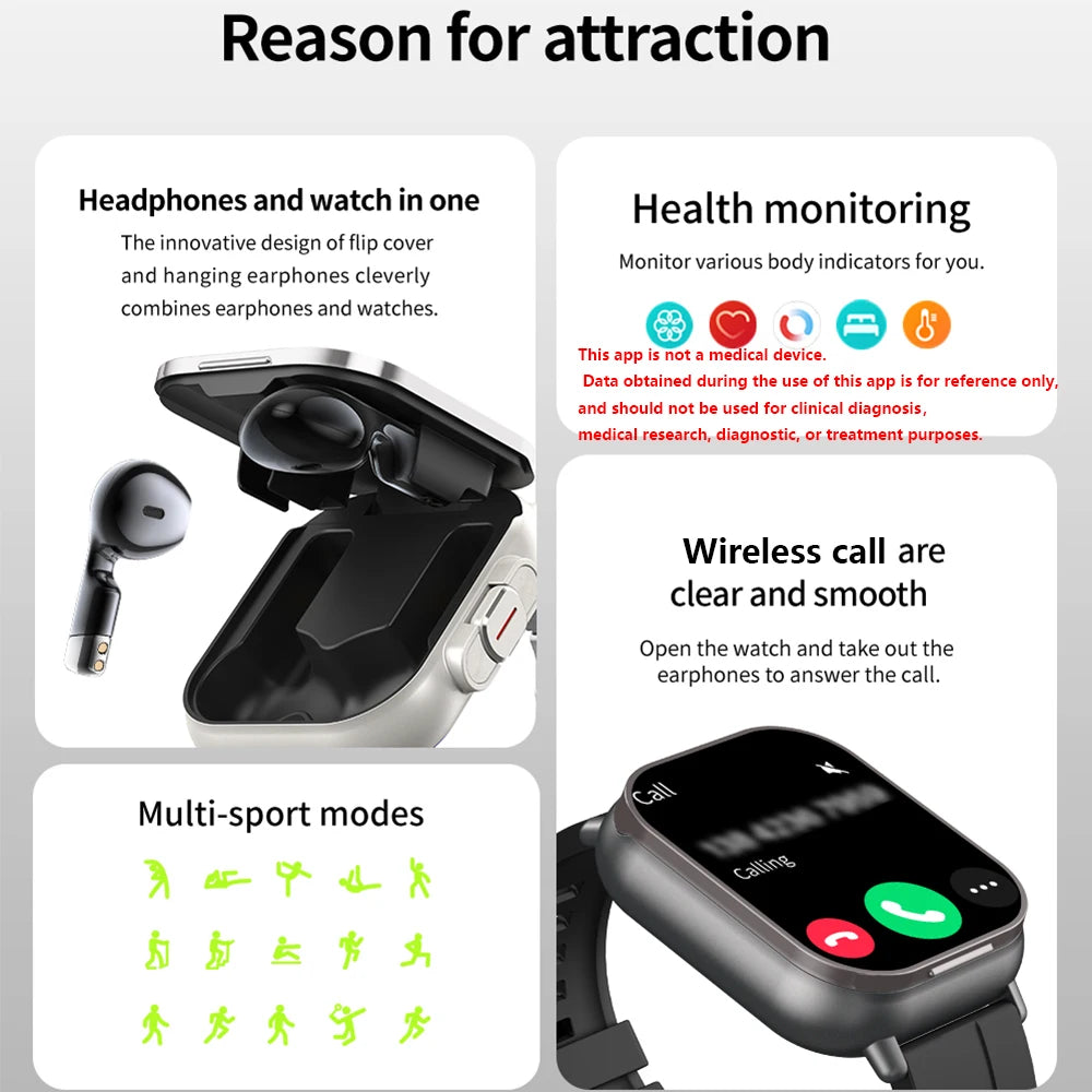 2 in 1 Smartwatch With Earbuds