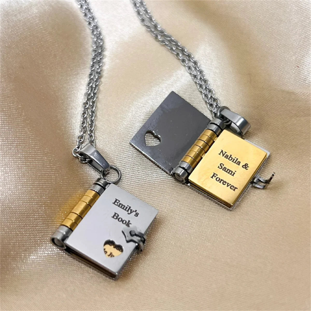 Couple Book Pendant Necklace