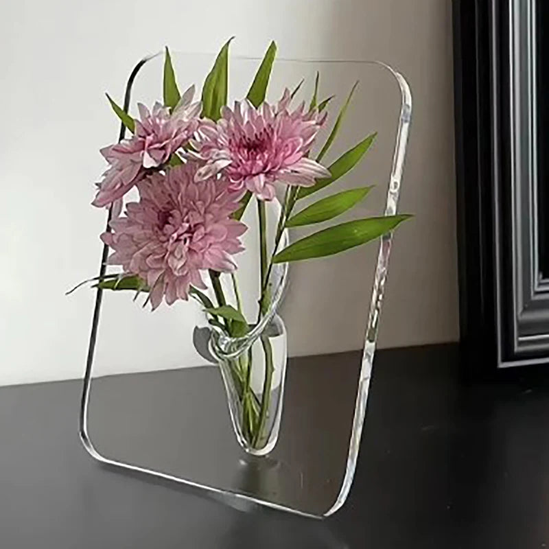 Acrylic Floral Photo Frame Vase