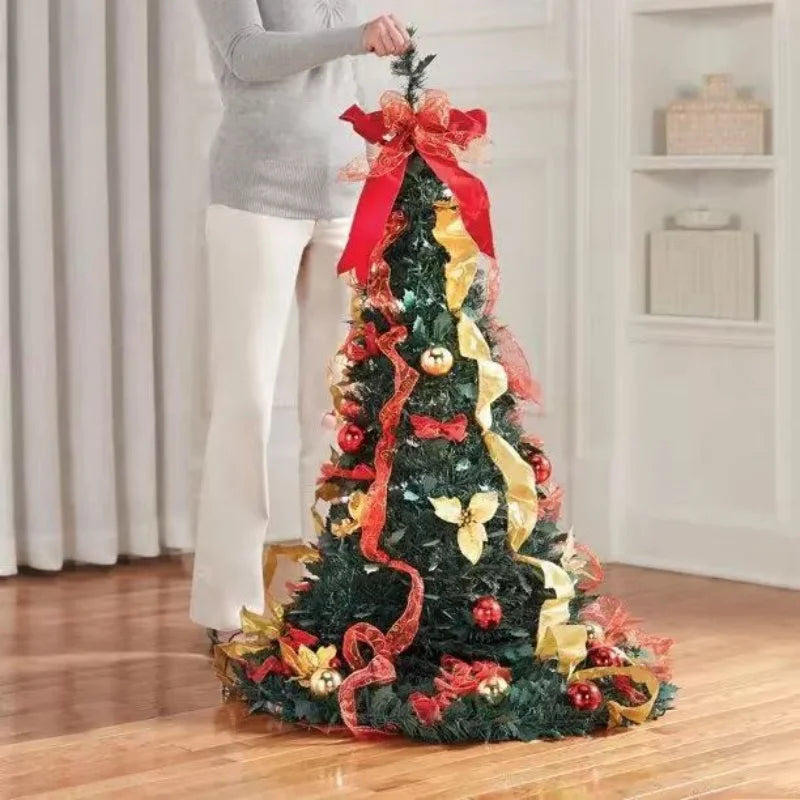 Fully Decorated Retractable Christmas Tree