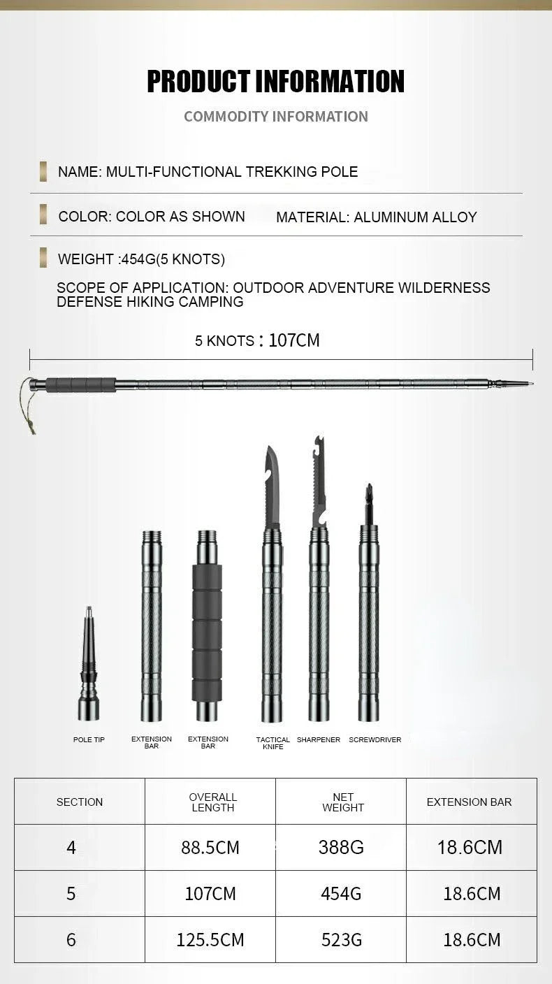 Multifunctional Aluminium Alloy Hiking Stick