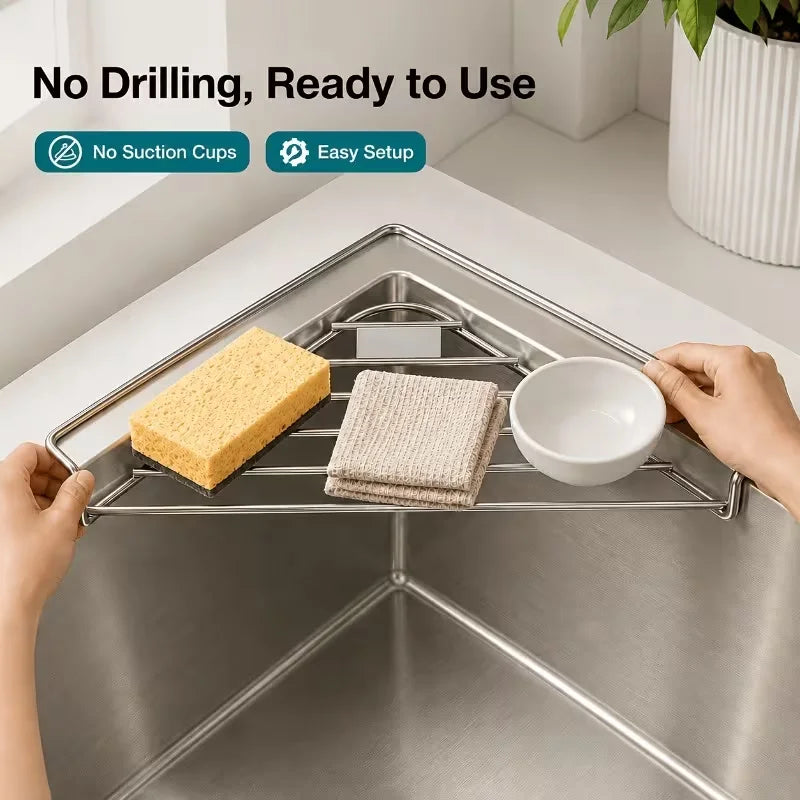 Stainless Steel Sink Corner Drain Rack