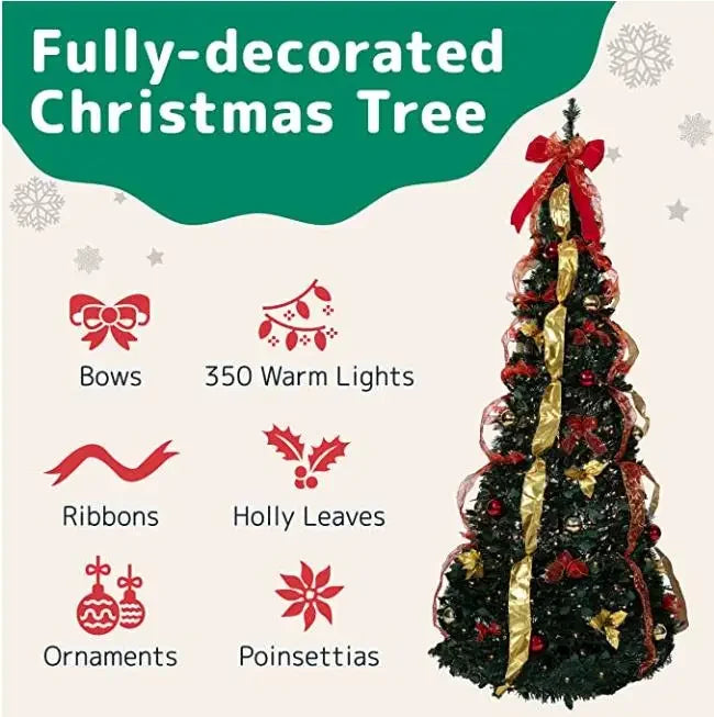 Fully Decorated Retractable Christmas Tree