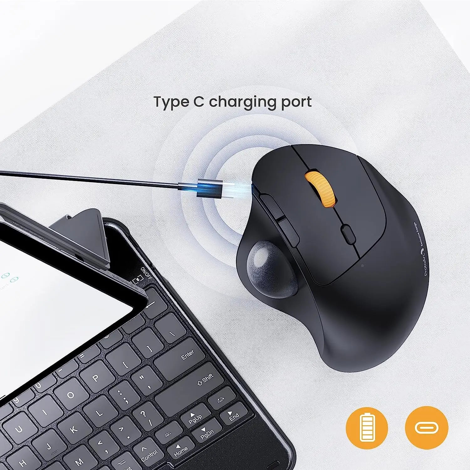 Ergonomic Wireless Trackball Mouse