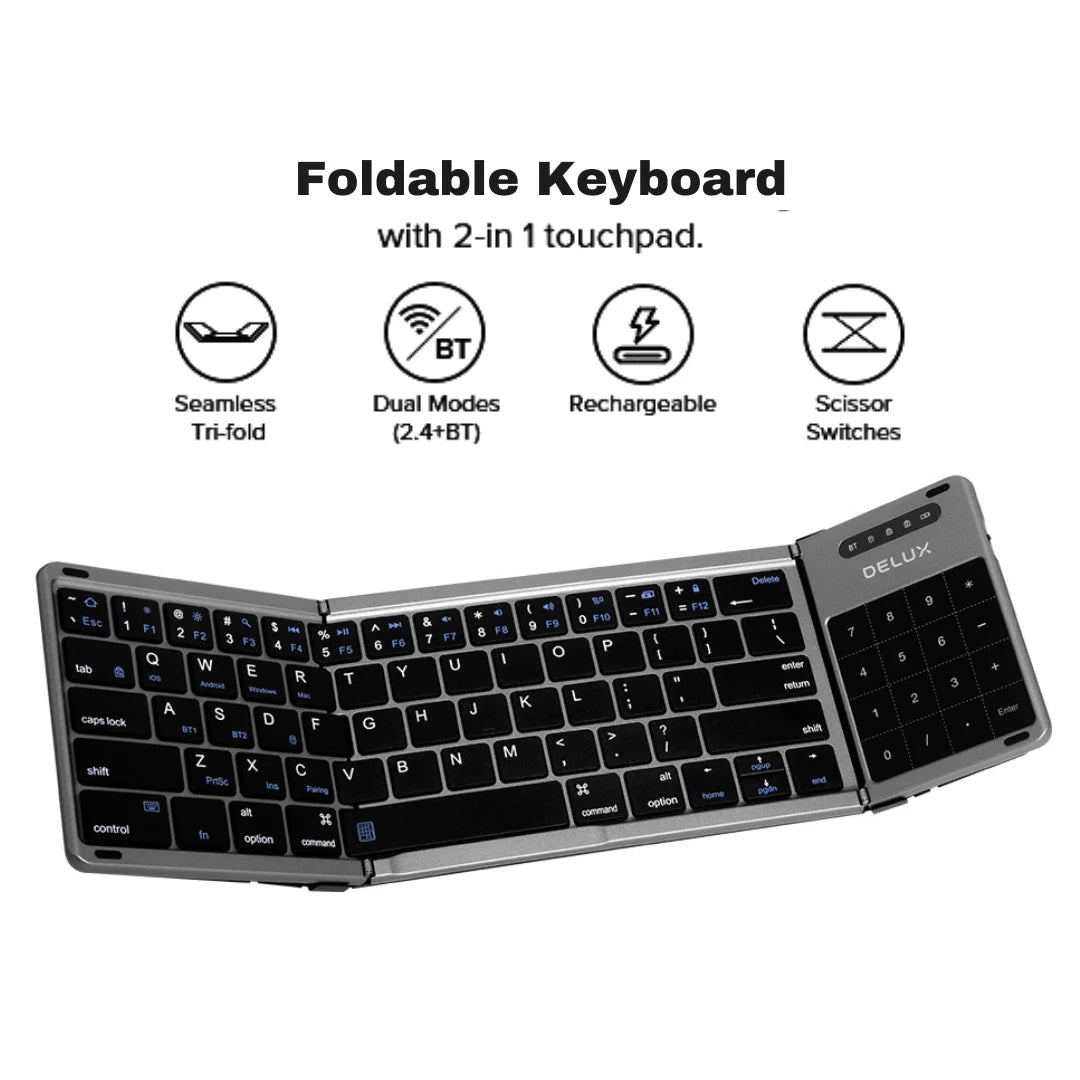 2 in 1 Touchpad Bluetooth Foldable Keyboard