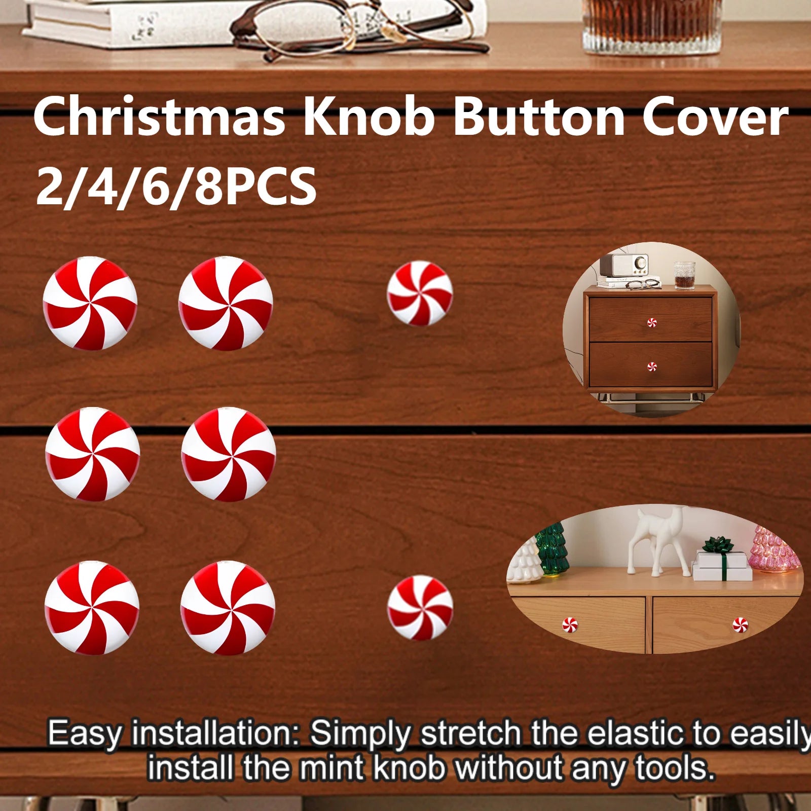 Christmas Candy Cane Knob Covers
