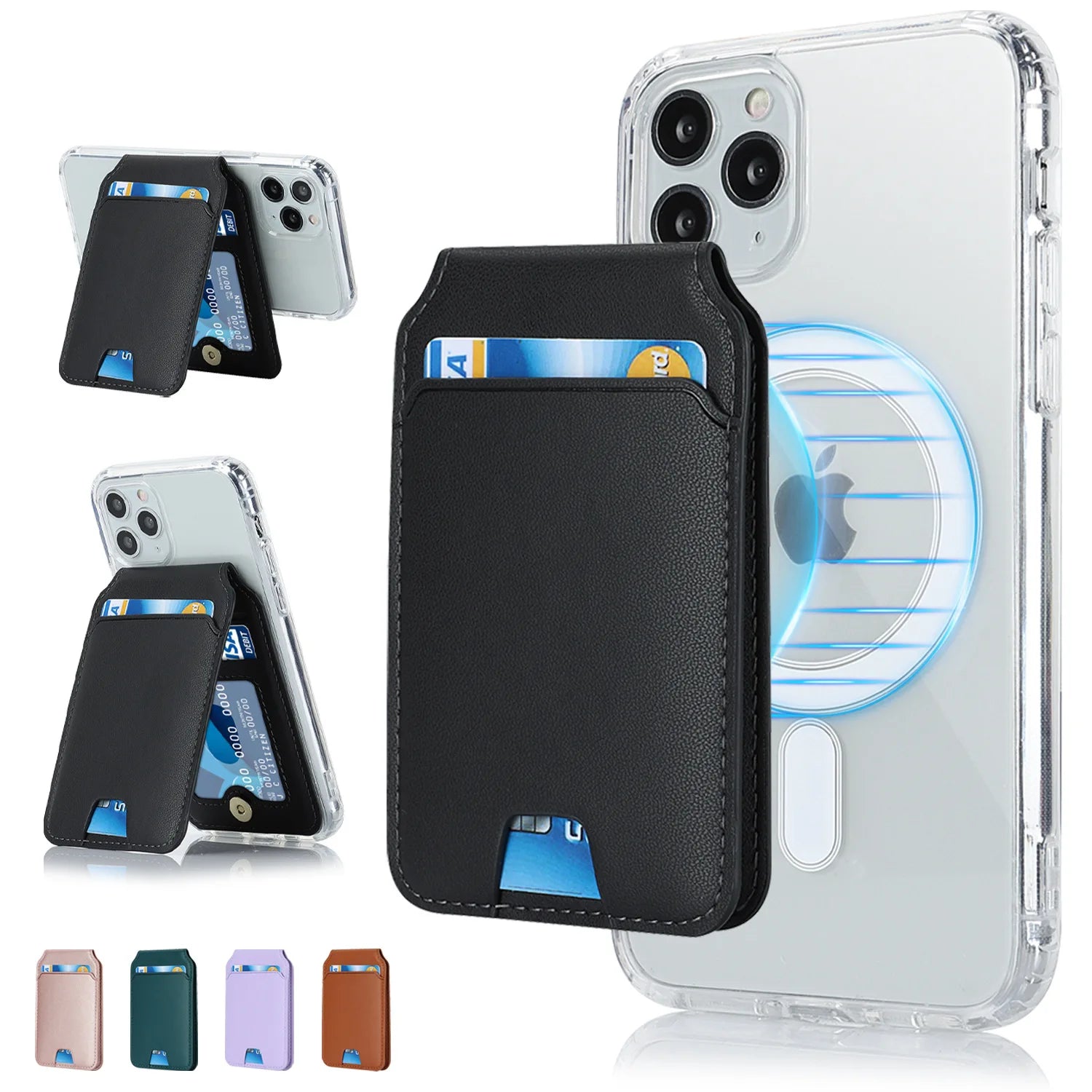 Foldable Magnetic Leather Kickstand Wallet