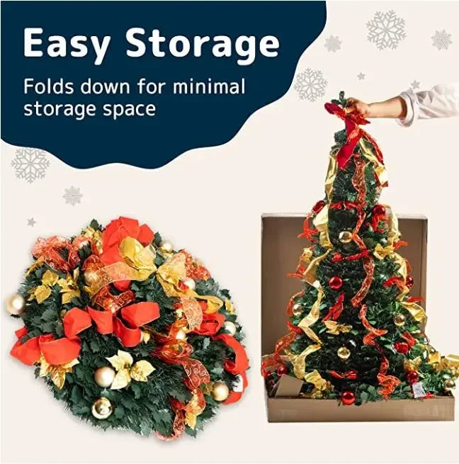 Fully Decorated Retractable Christmas Tree