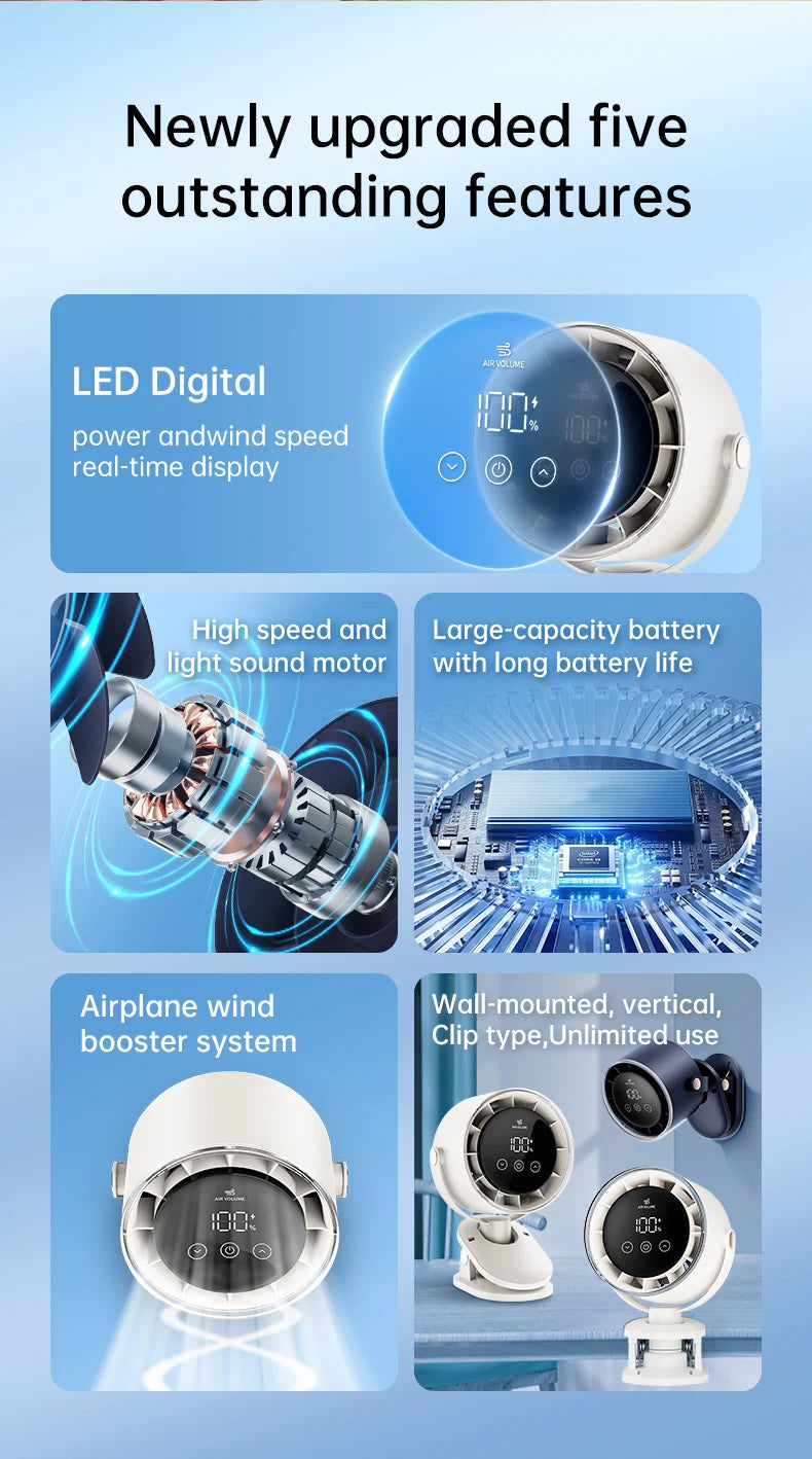 Rechargeable Clip-On Turbo Fan