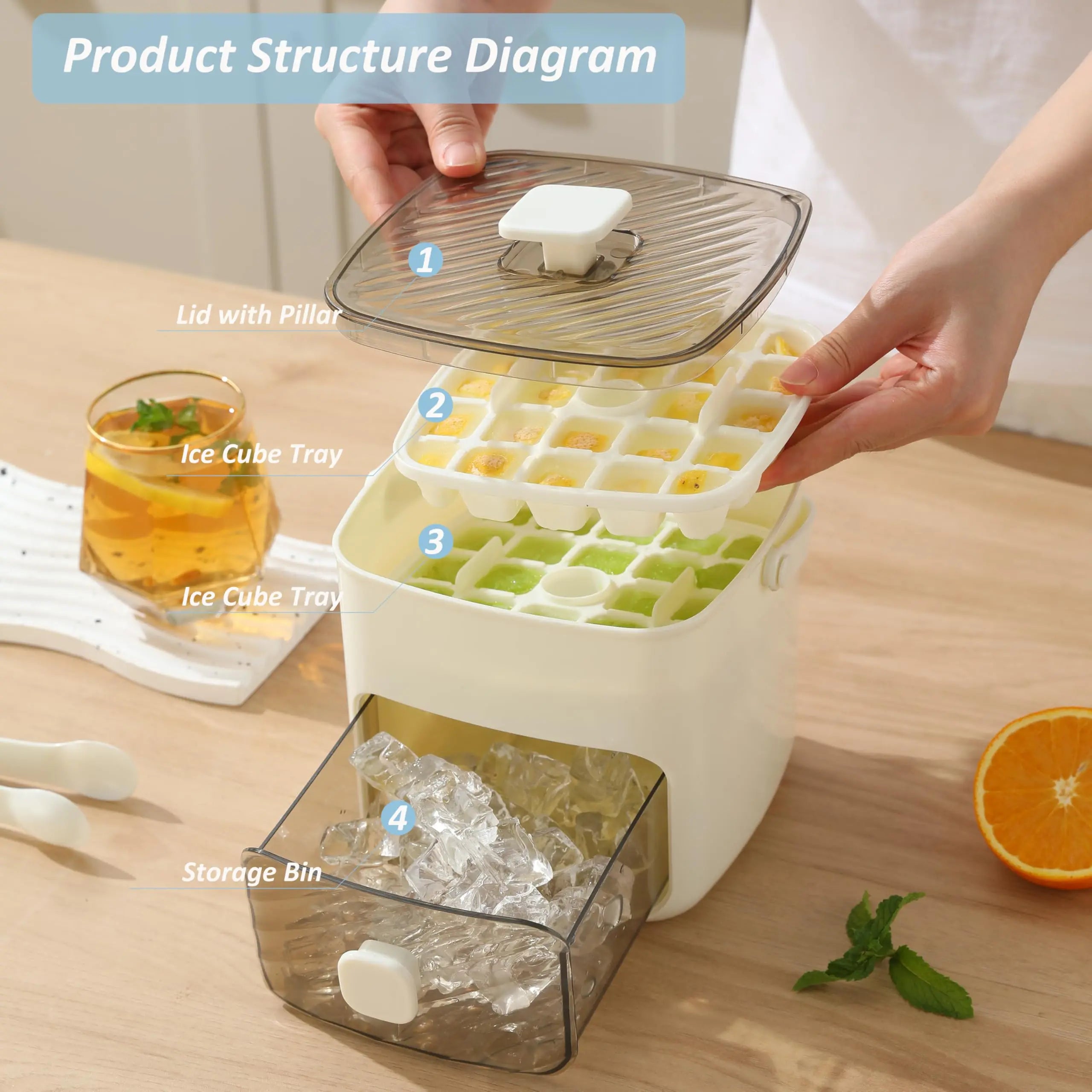 Double Layer Ice Cube Maker With Lid