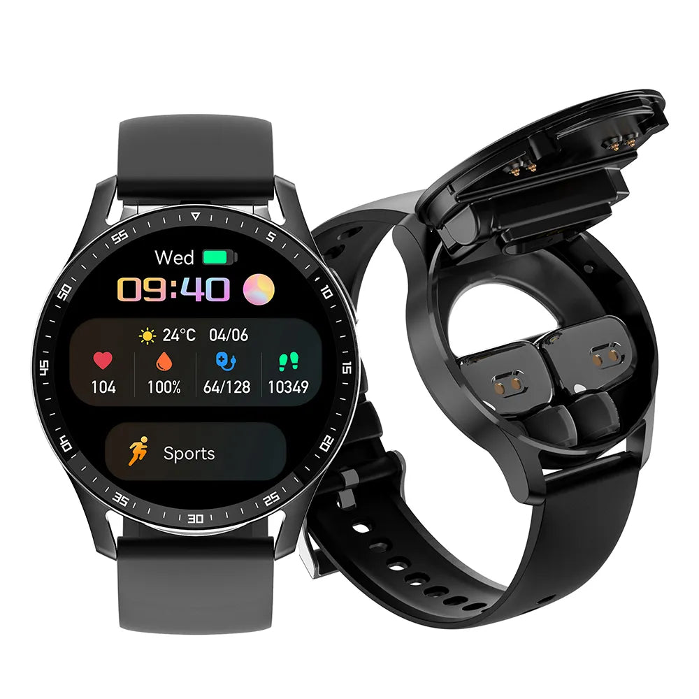 Two In One Smart Watch With Bluetooth Earbuds