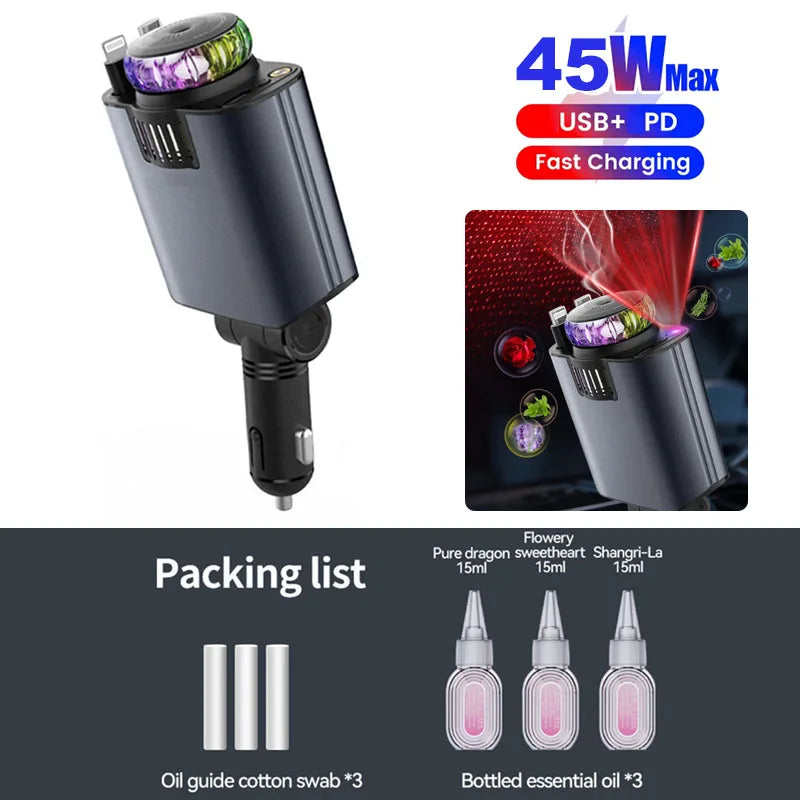 5-in-1 Car fast charger with Air Freshener