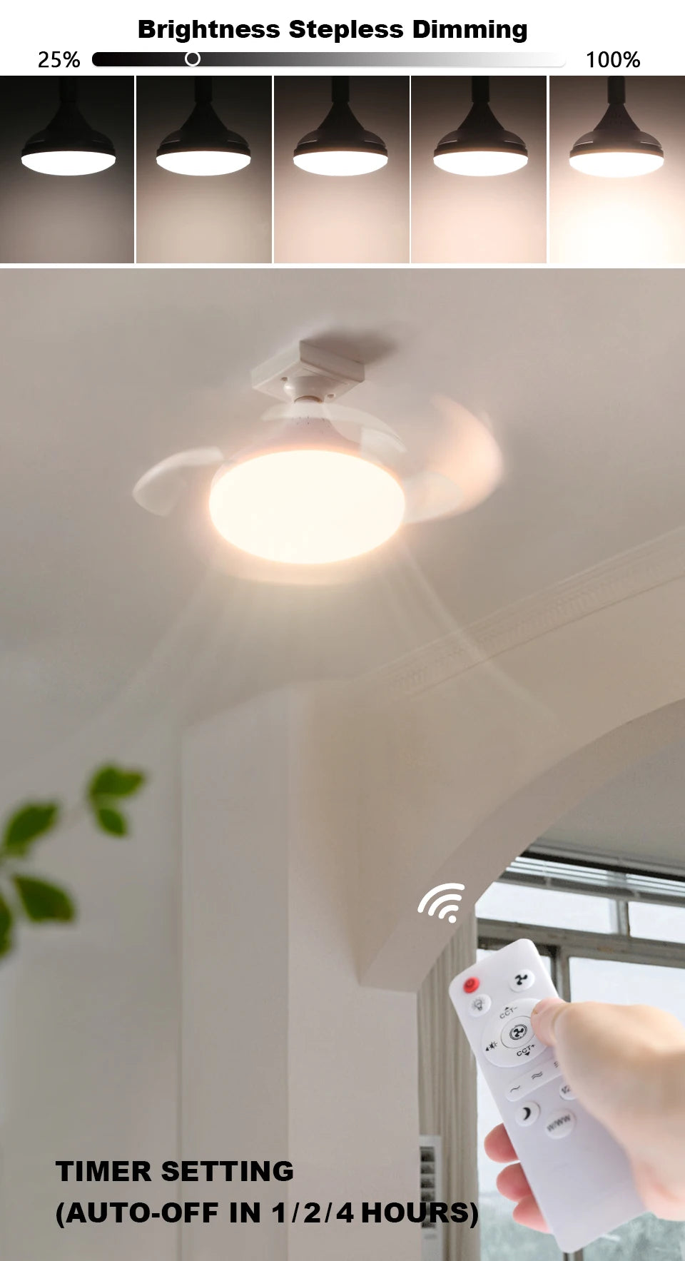 RC 2 in 1 Invisible Blade Ceiling Fan Light