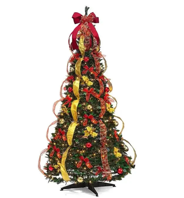 Fully Decorated Retractable Christmas Tree