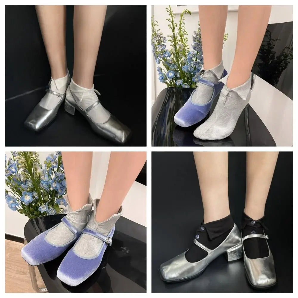 Soft Grip Button Ankle Socks
