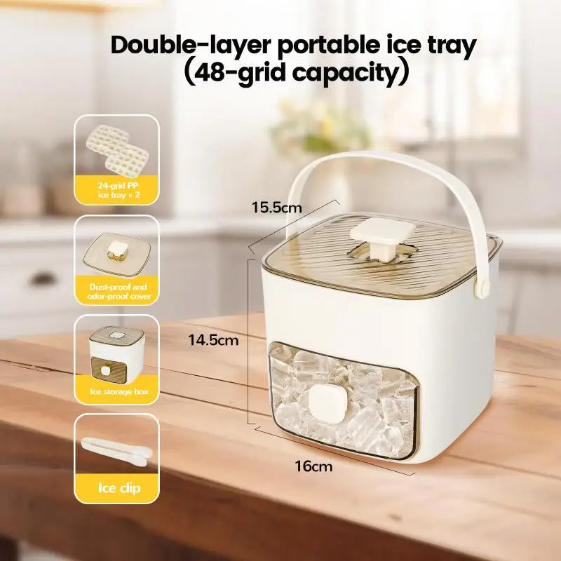 Double Layer Ice Cube Maker With Lid