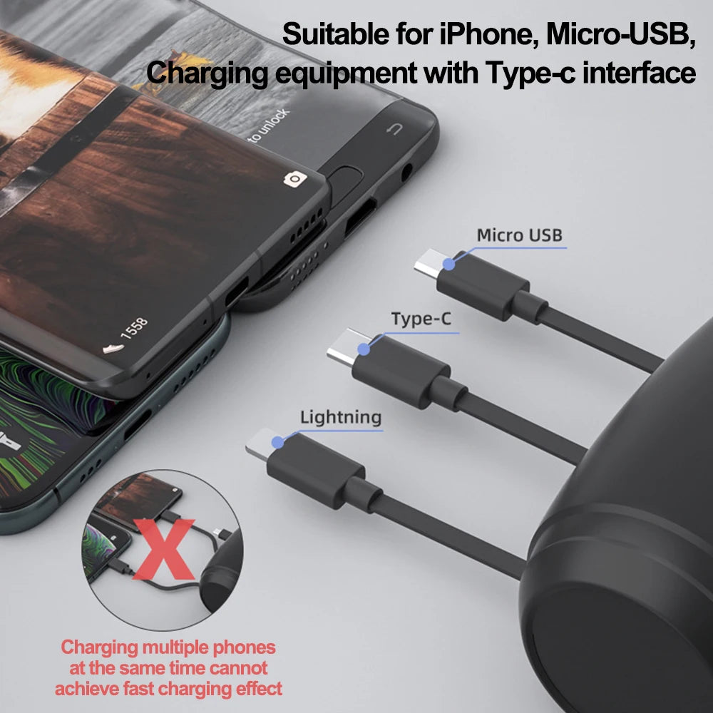 Retractable Car Backseat Fast Charging Adapter