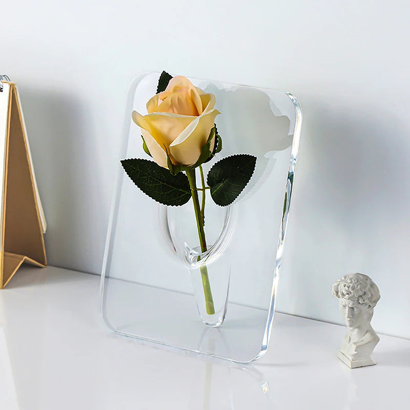 Acrylic Floral Photo Frame Vase