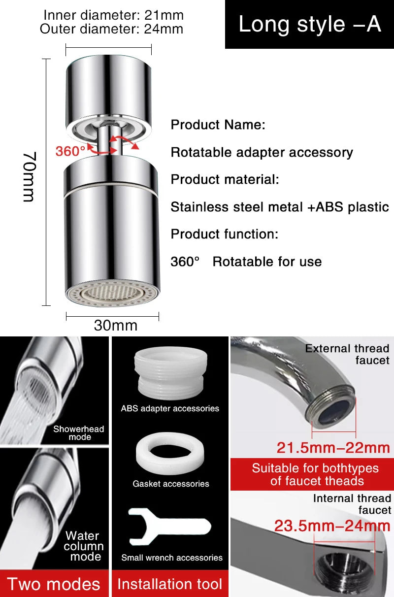 360° Rotatable Anti-Splash Faucet Sprayer