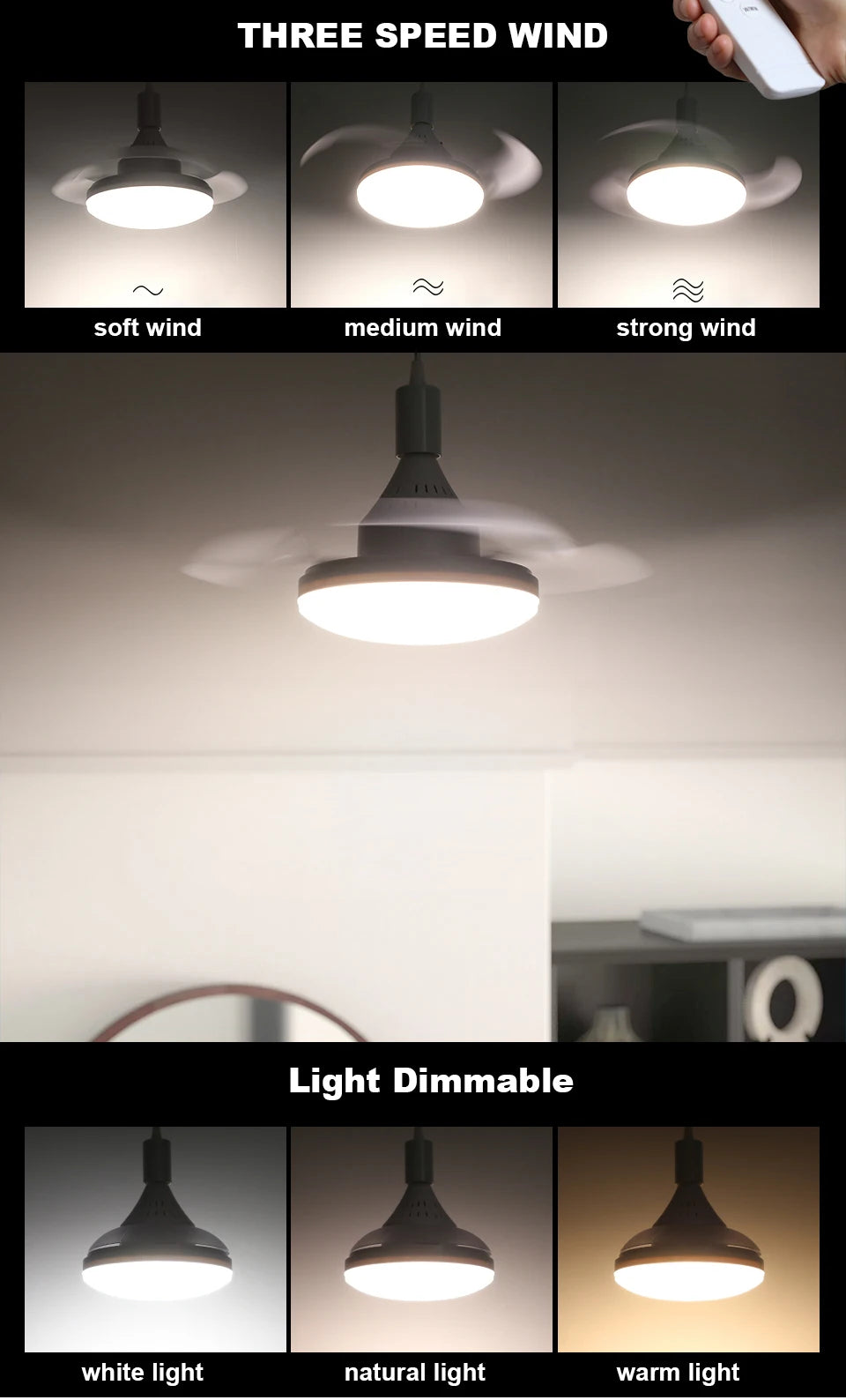RC 2 in 1 Invisible Blade Ceiling Fan Light