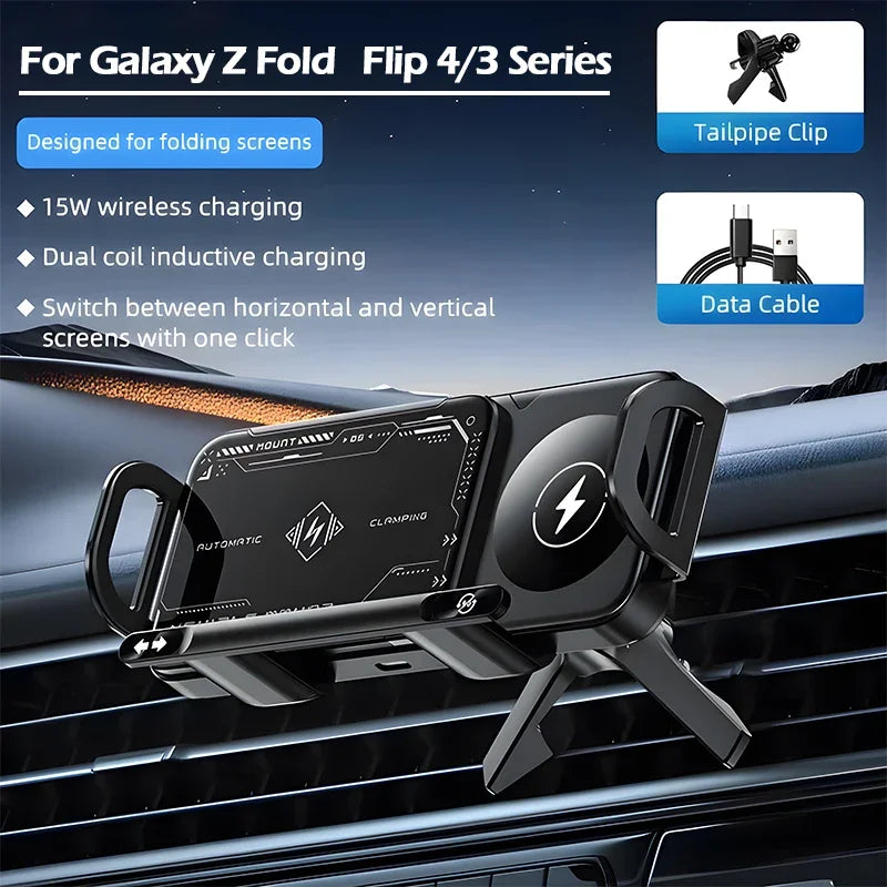 Wireless Fast Charger Flip Car Phone Holder