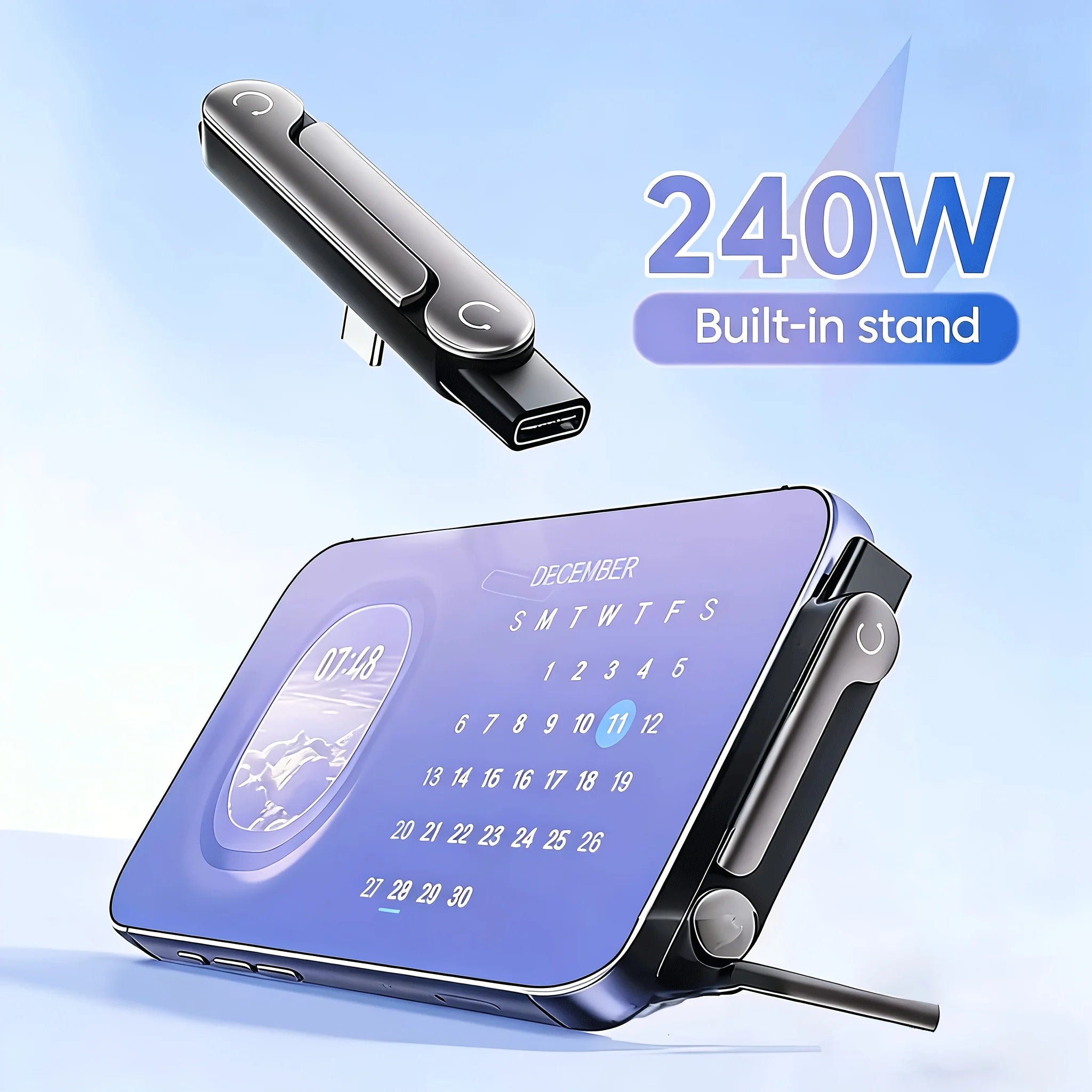 2 in 1 Type C Fast Charging Adapter with Phone Stand