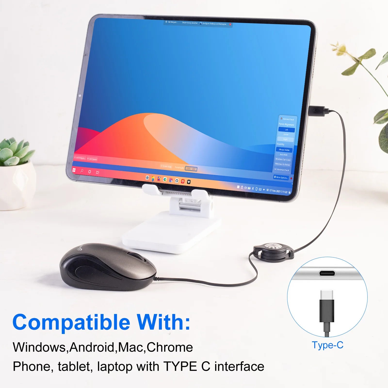 Portable USB Type C Retractable Mouse