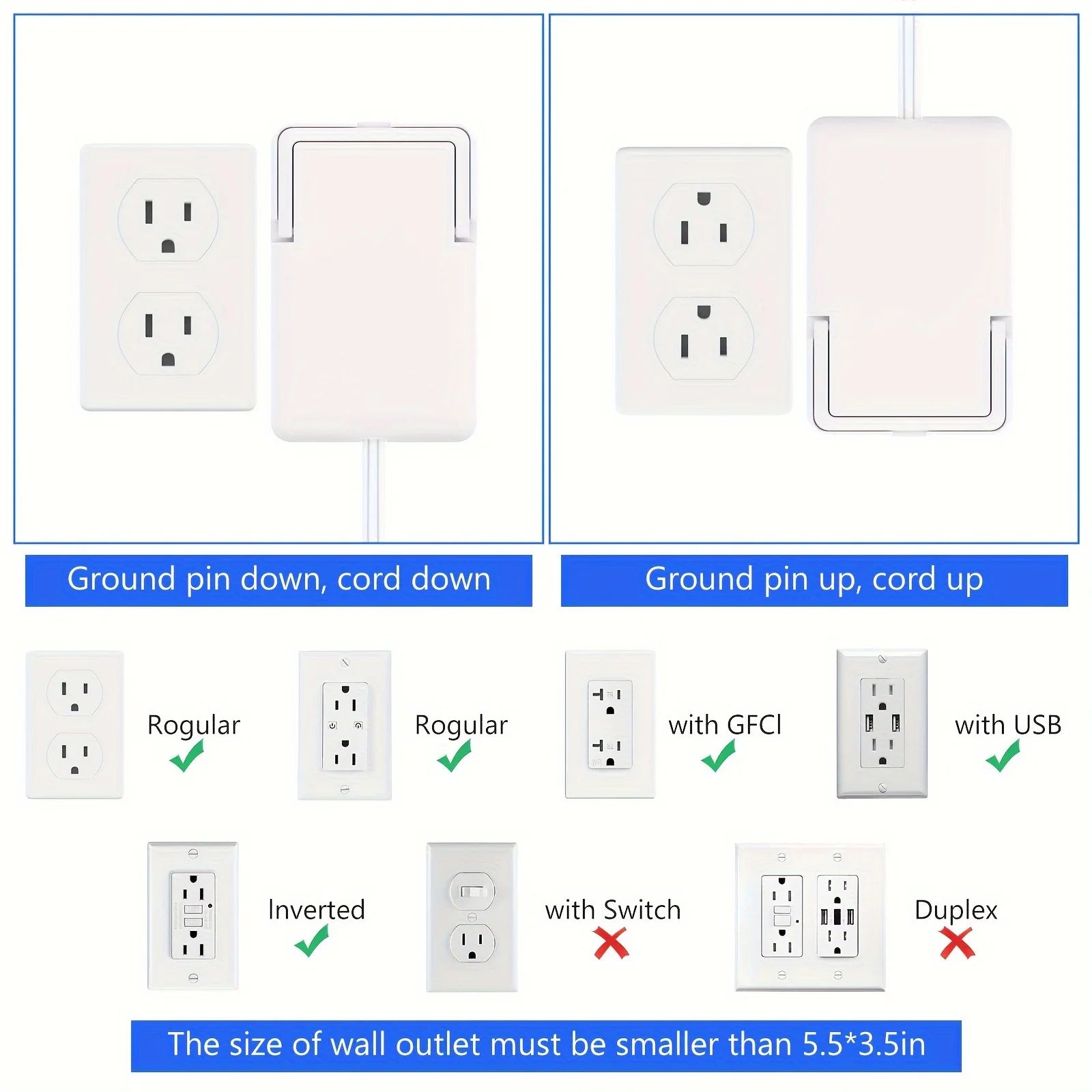 Ultra-Thin Wall Panel Plug with Extension Cord