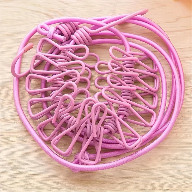 Portable Travel Clothesline with Clips