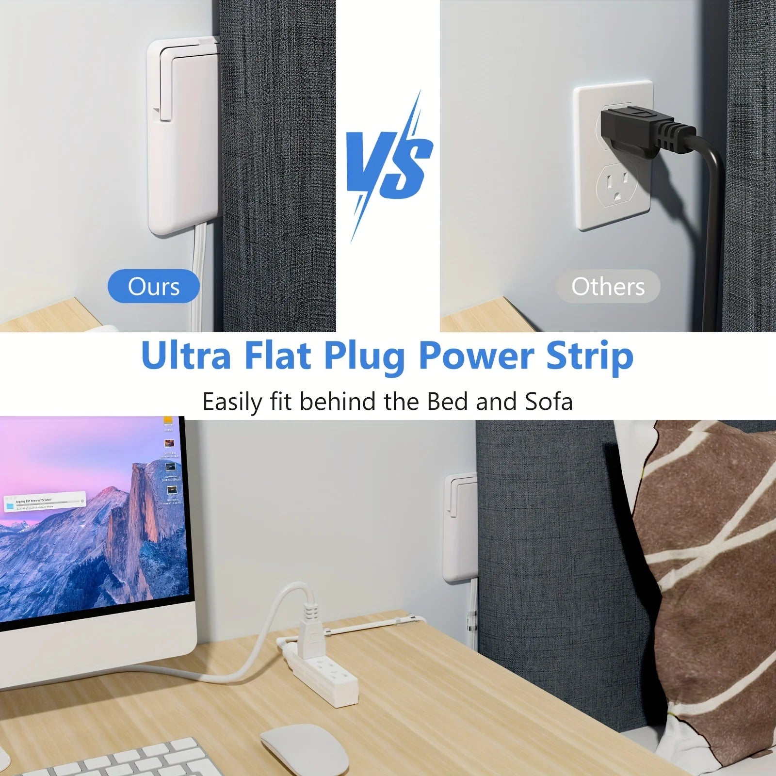 Ultra-Thin Wall Panel Plug with Extension Cord