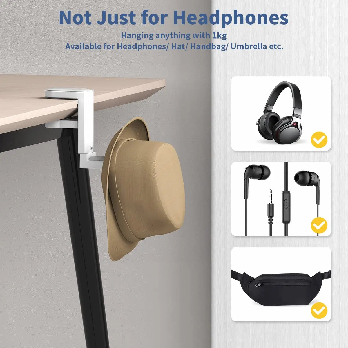 Headphone Stand with 4 USB Port 360° Rotating Clamp