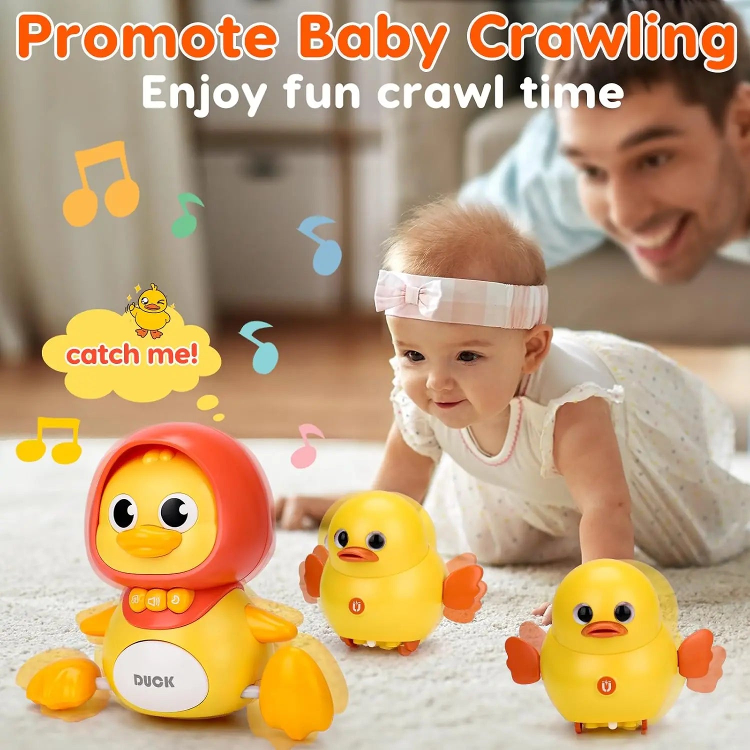 Interactive Musical Crawling Duck Toy