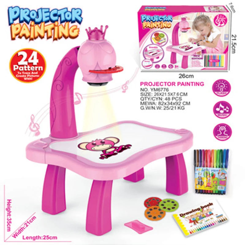 Kids LED Projector Painting Table
