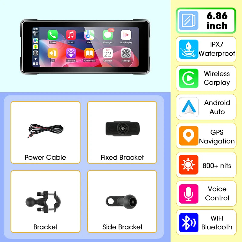 Waterproof Motorcycle Android Wireless Carplay