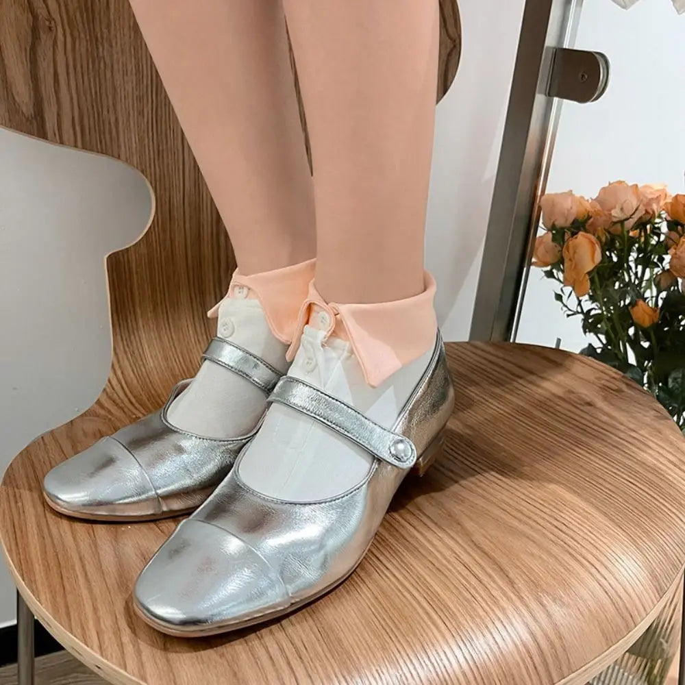 Soft Grip Button Ankle Socks