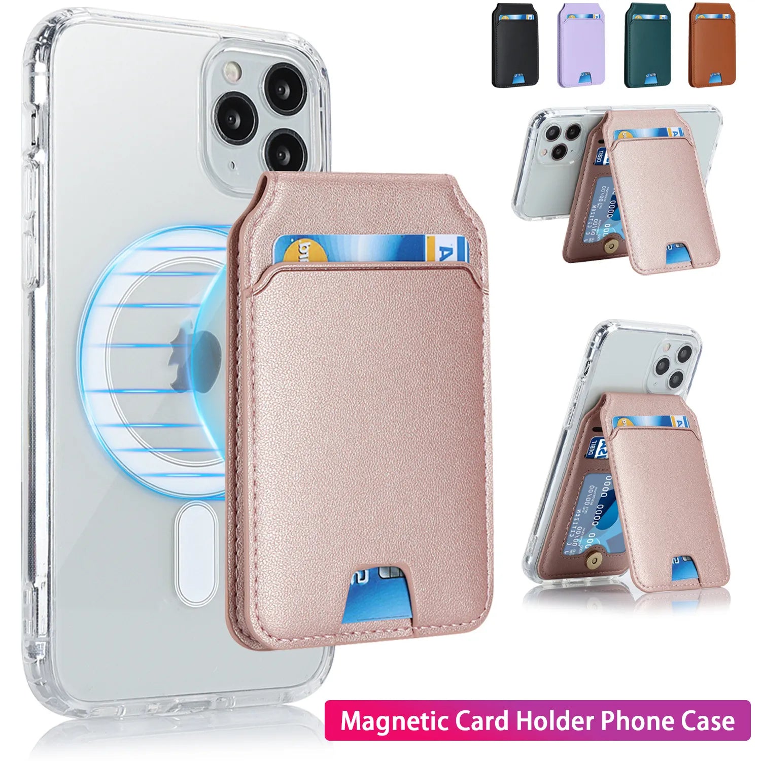 Foldable Magnetic Leather Kickstand Wallet