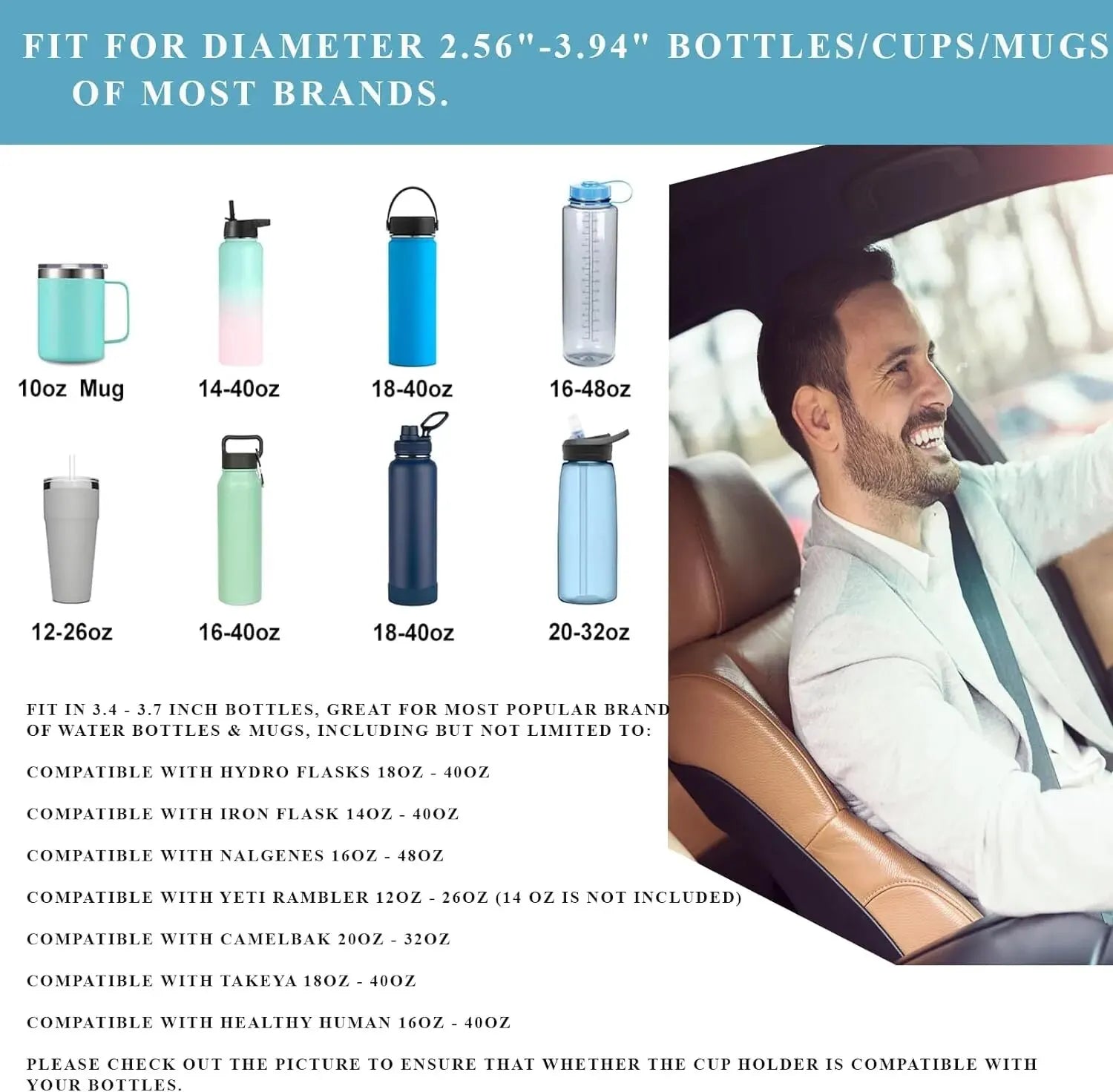 Car Cup Holder with Detachable Tray