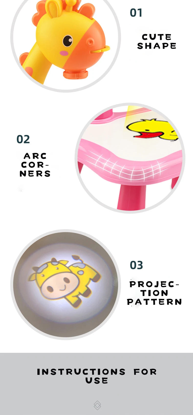 Kids LED Projector Painting Table