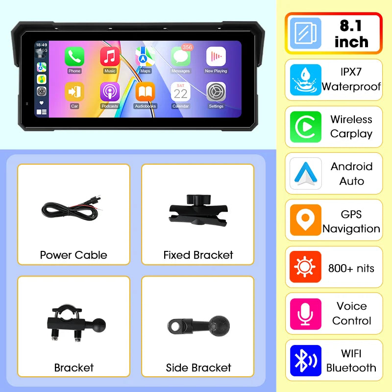 Waterproof Motorcycle Android Wireless Carplay