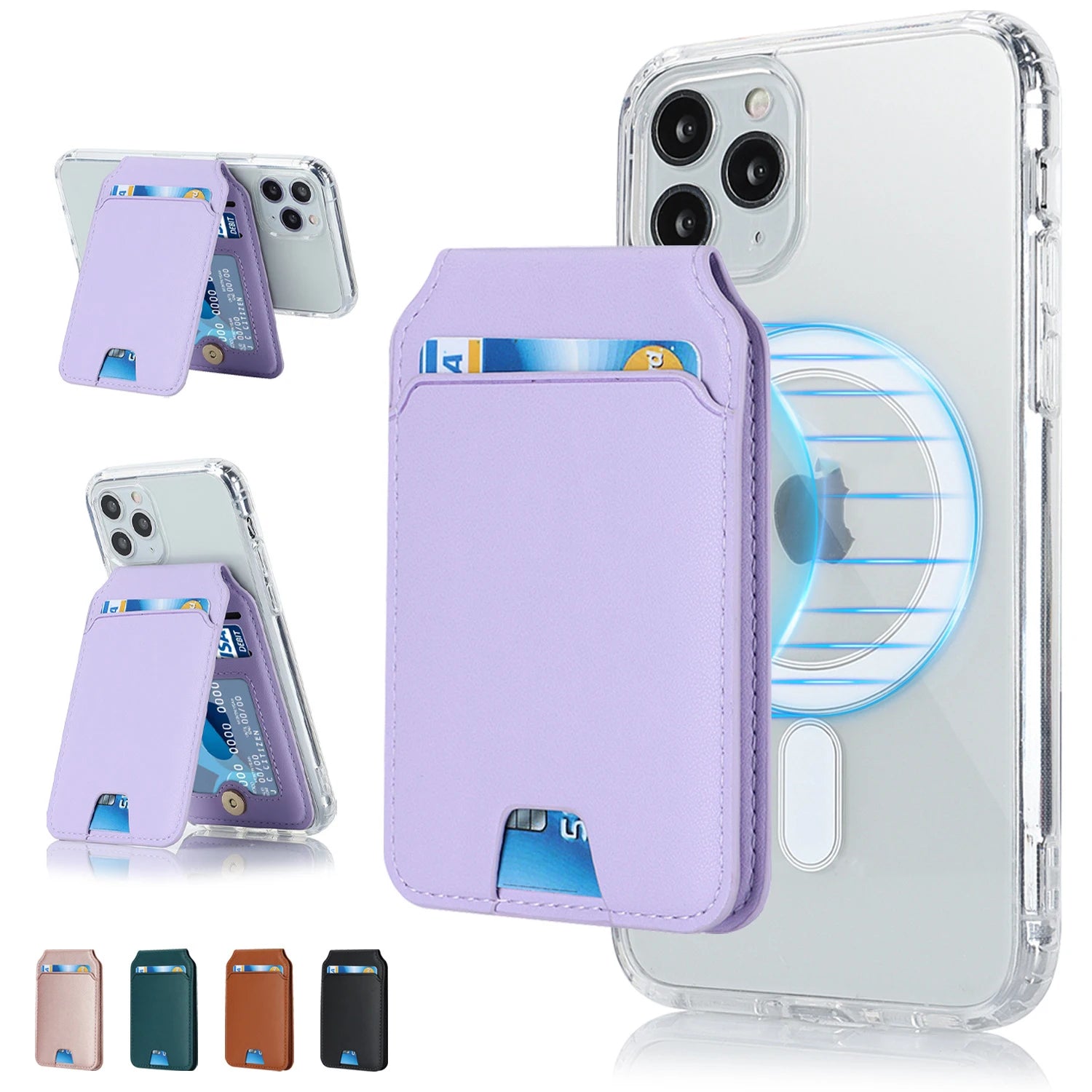 Foldable Magnetic Leather Kickstand Wallet