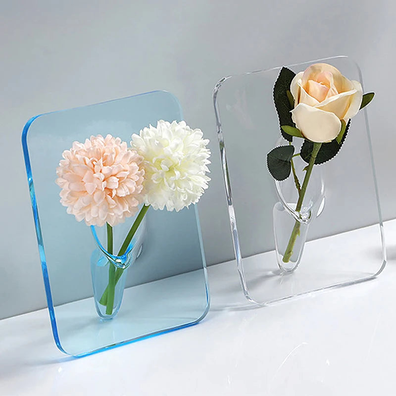 Acrylic Floral Photo Frame Vase