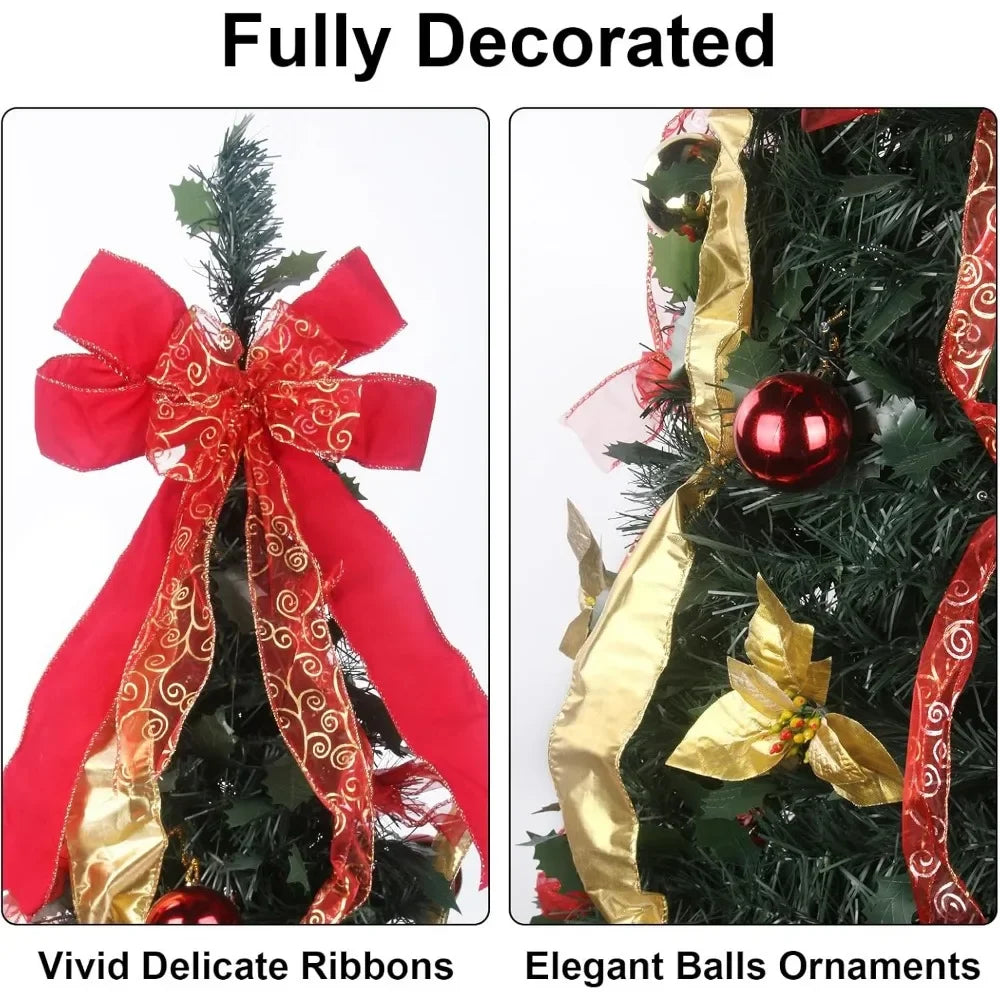 Fully Decorated Retractable Christmas Tree