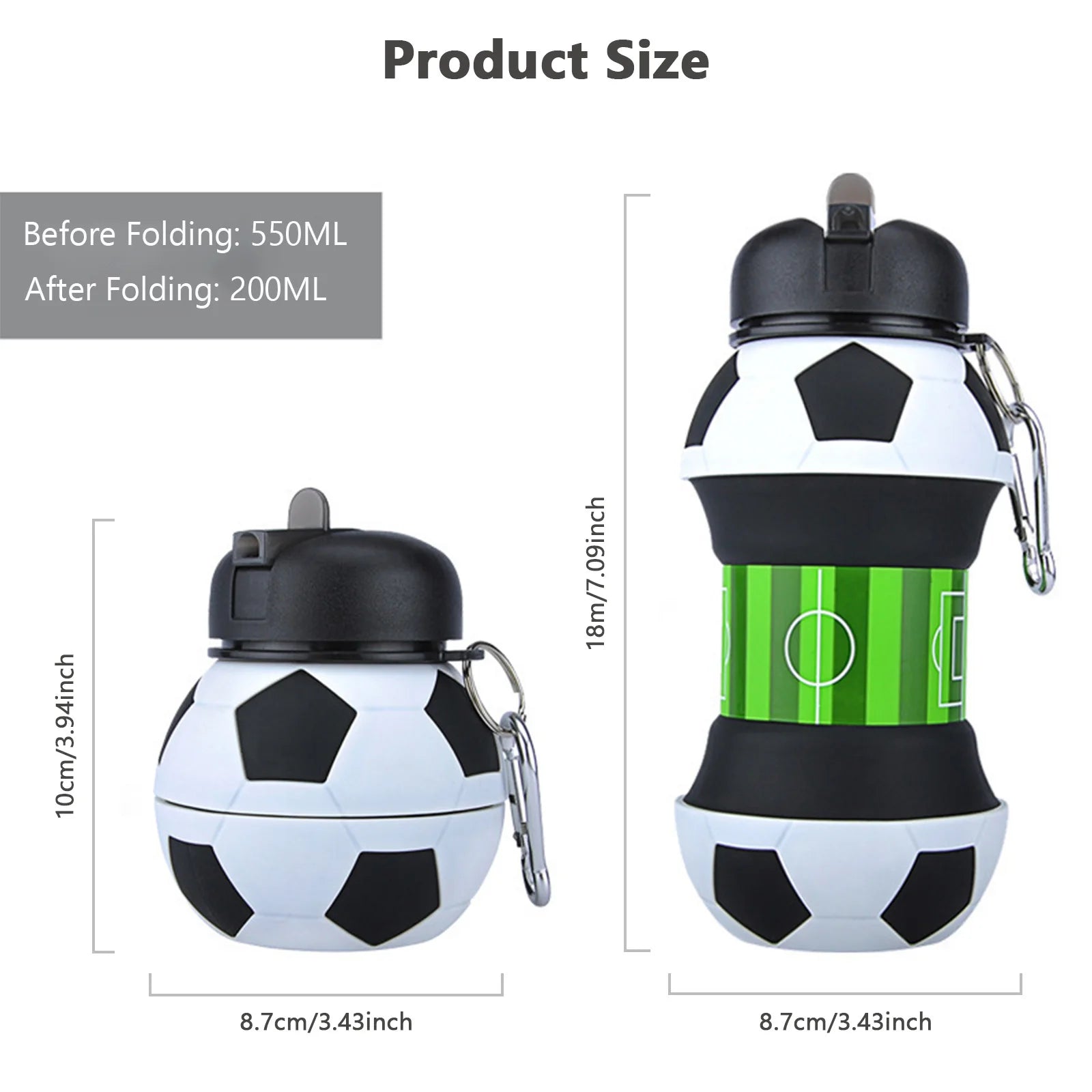 Collapsible Silicon Soccer Style Watter Bottle
