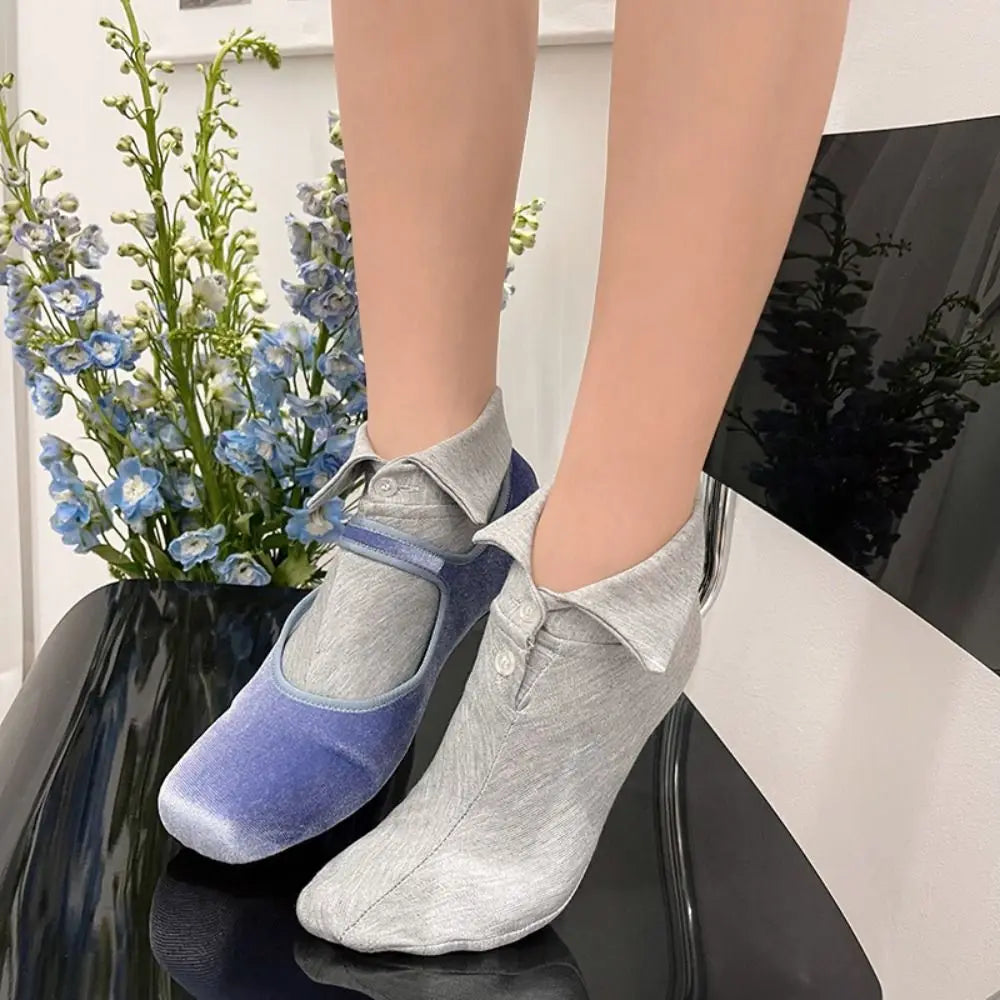 Soft Grip Button Ankle Socks