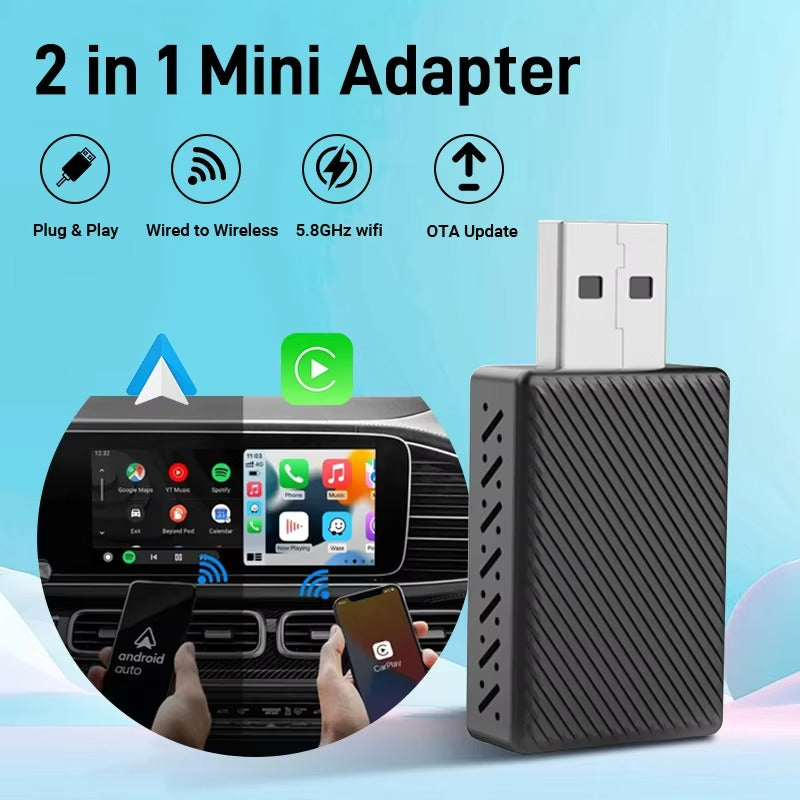 2 in 1 USB Mini Wireless CarPlay