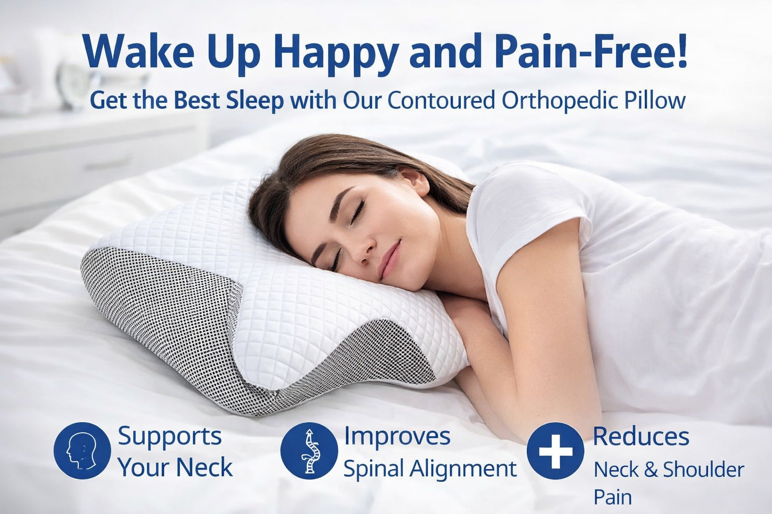 Cervical Orthopedic Memory Foam Neck Pillow